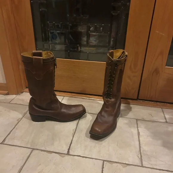 Handmade Brown Leather ladies Boots 10.5 - Picture 3 of 8